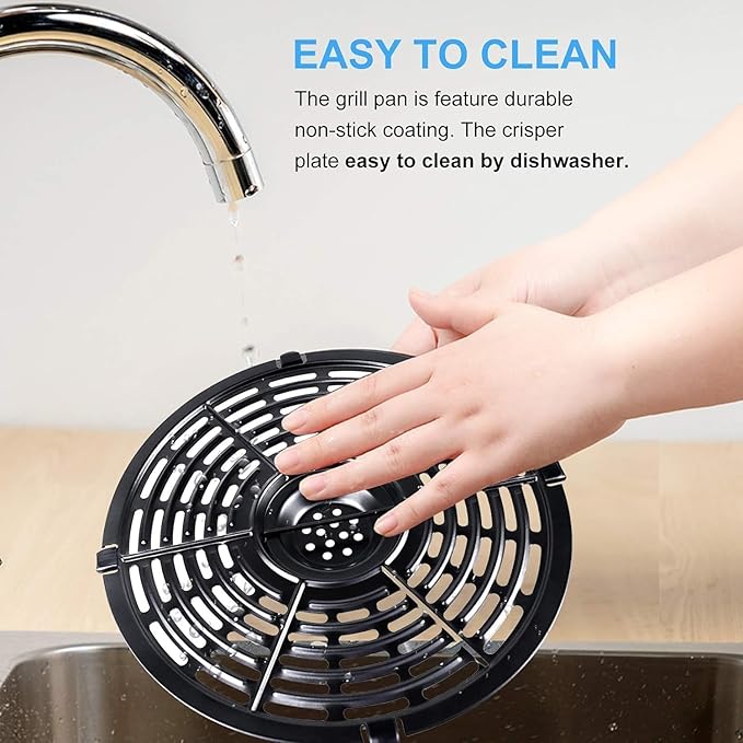 HEISENLIN 6.5QT Air Fryer Grill Crisper Plate for Ninja OP302/OS301/OS300/FD302/FD305 Foodi Pressure Cooker Air Fryers, Upgraded Grill Pan Grate Tray Rack Grid Shelf for Ninja Air Fryer, Nonstick