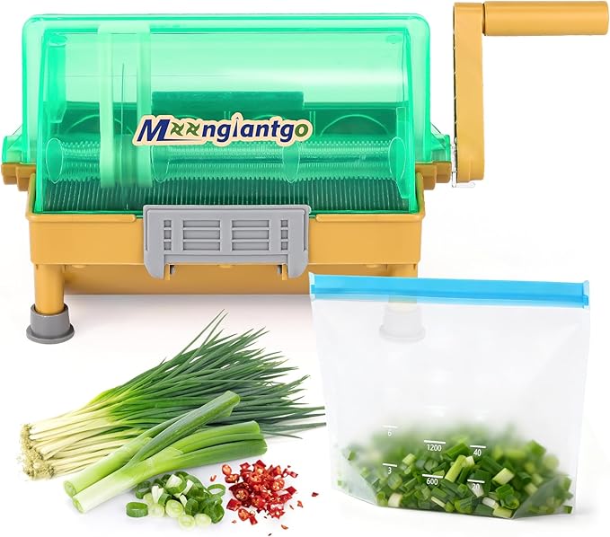 Moongiantgo Commercial Manual Scallion Cutter Slicer, Spring Onion Shredder with Stainless Steel Blade, for Kitchen 3MM Chopped Scallions, Spring Onions, Green Onions, Cilantro, Leeks, Chili Pepper