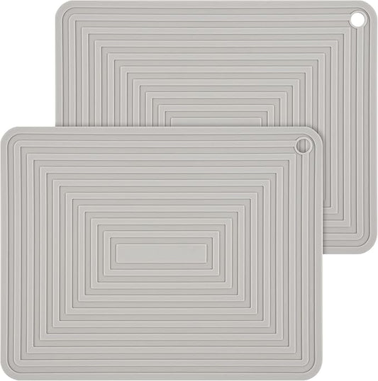 Trivets for Hot Pots and Pans-Trivets for Hot Dishes-Silicone Heat Resistant Mat for Countertops, Kitchen Small Dish Drying Mat, Silicone Pot Holders-Hot Pads for Kitchen Set 2 Light Grey