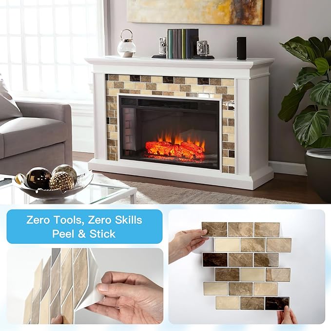 Art3d Peel and Stick Backsplash Tiles – 12"x12" Yellow Jasper Thicker Design, Self-Adhesive Wall Tile for Kitchen & Bathroom
