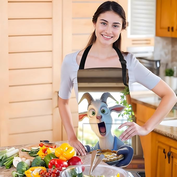 Funny Cat Apron with 2 Pockets Waterproof for Men Women Kitchen Garden Decor