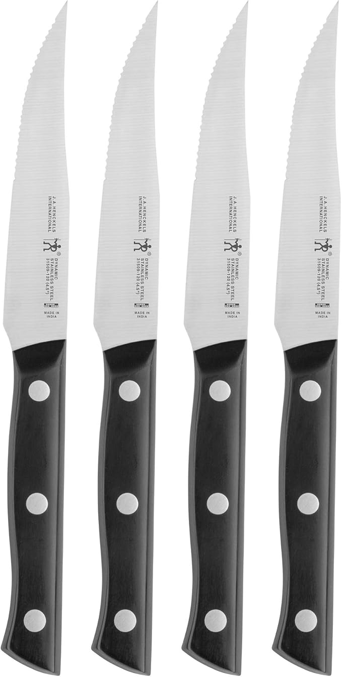 HENCKELS Dynamic Razor-Sharp Steak Knife Set of 4, German Engineered Informed by 100+ Years of Mastery, Stainless Steel