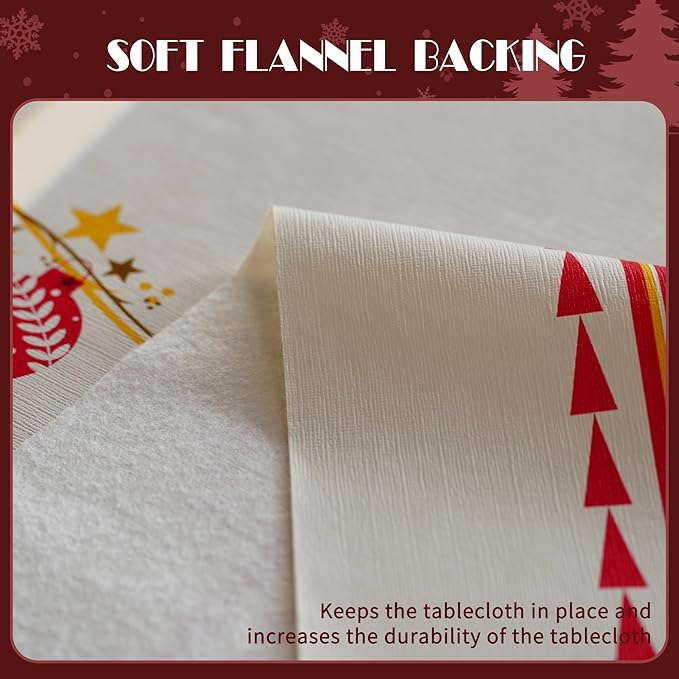 Christmas Rectangle Table Cloth,100% Waterproof Tablecloth,Christmas Decorations for Home, Vinyl Tablecloth Plastic Table Cover for Party，Picnic,Dining,Outdoor 54" x 54",Merry Ribbon
