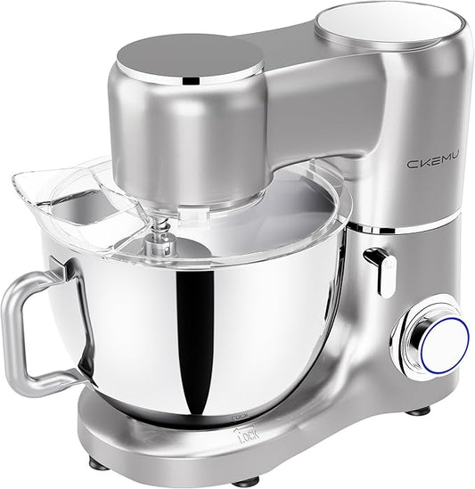 CKEMU Stand Mixer, 9-Quart Stainless Steel Bowl, 660W Professional Power, Multiple Speed Options, Sturdy Design, Easy to Clean, Lifetime Support, SM-1550(Silver)