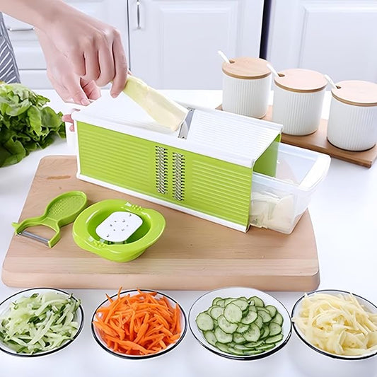 Safe Mandoline Slicer for Kitchen, Vegetable Slicer Multi Blade Potato Chip,Julienne Shredder and peeler Sliced/coarse/fine/flat wire, no Need to Change Blades For Small Job In Kitchen
