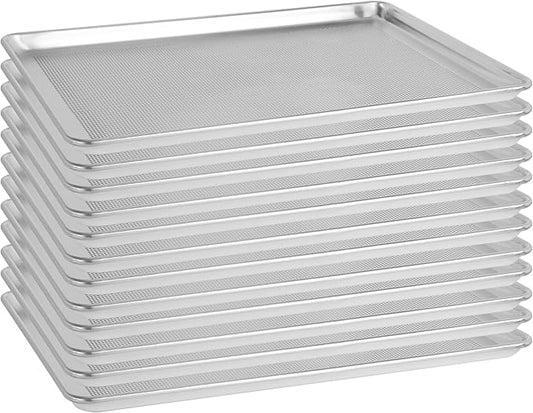 BIEAMA 12 Pack Full Size 18" x 26" Aluminum Baking Sheet Pan Perforated, Commercial Bakery Equipment Cookie Sheets, NSF Approved Baking Tray