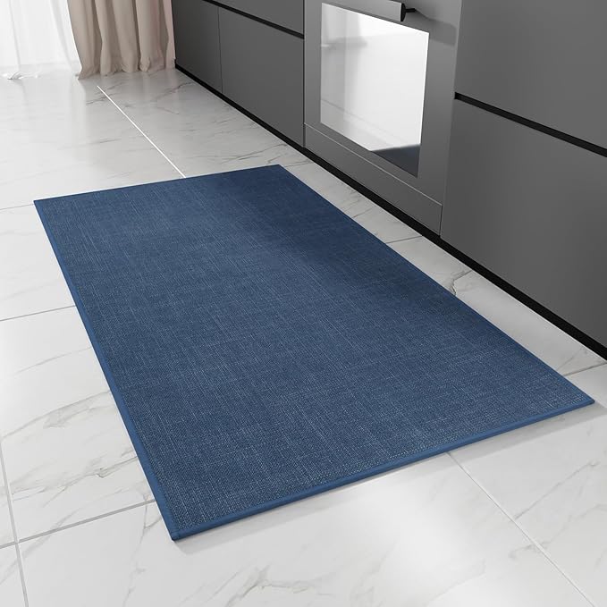 Kitchen Rug, Rubber Non Slip Kitchen Rugs Washable, Absorbent Runner Mat for Floor, Machine Washable Standing Mats for in Front of Sink, Door, Laundry, Entryway, Hallway (Navy Blue, 36" × 24")