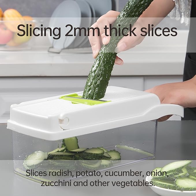 All-in-One Vegetable Chopper and Spiralizer Food Chopper with Container, Fruit Slicer, House Essentials, Kitchen Appliances & Gadgets