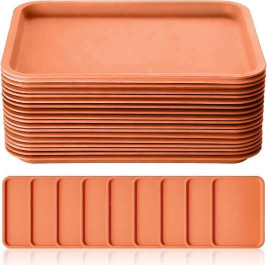 Gerrii 18 Pcs Plastic Fast Food Trays Bulk Restaurant Serving Cafeteria Tray Grill School Lunch Tray Rectangular Serving Platter for Kitchen Hotel Restaurant (Orange,12 x 9 Inch)