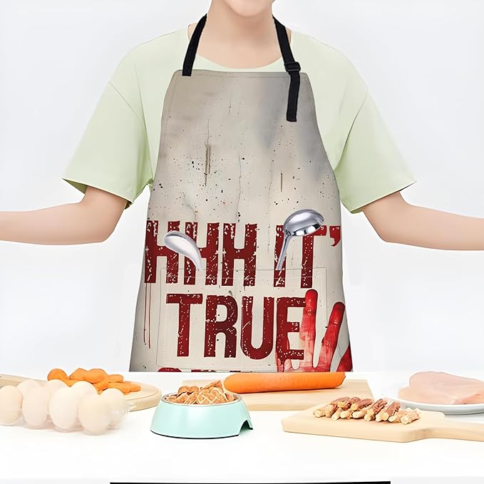 True Crime Apron,Adjustable Waterproof Oxford Fabric Kitchen Apron with 2 Pockets for Men and Women, Cooking, Baking, BBQ, Coffee Shop, Housewarming Gifts, 28x33 Inches
