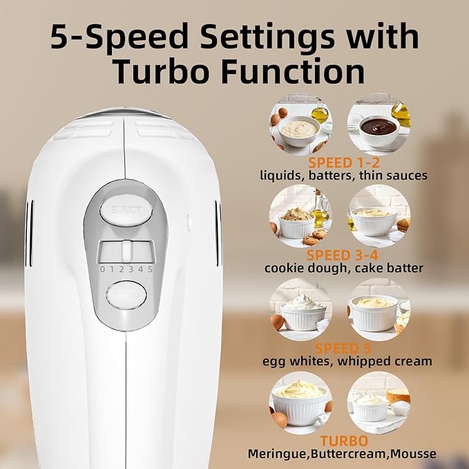 Stand Mixer Hand Mixer Kitchen Electric - 2-IN-1 3.2 QT Auto-Rotating Bowl & Beater Tilt-Head Small Standing Mixer, 250 Watt 5-Speed with Turbo Boost Household Mixer with Beaters & Dough Hooks