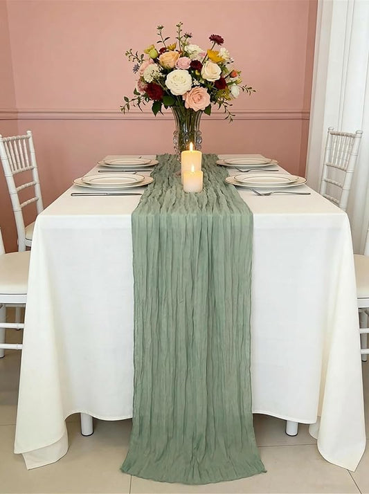 3 Pack Sage Green Cheesecloth Table Runner -17×120 Inch Gauze 10 FT Long Cheese Cloth Table Runners for Bridal Wedding Party Baby Shower Holiday Birthday Home Easter Decor
