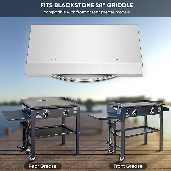 Stanbroil 28 Inch Griddle Hard Cover Hood with Handle for Blackstone 28 Inch Griddle and Other Similar Grills, Stainless Steel