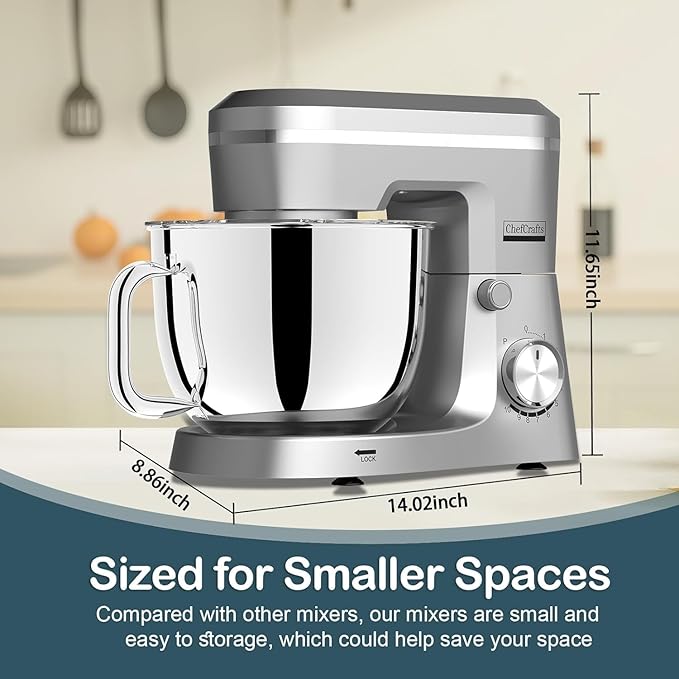Household Stand Mixer with 6.5 Quart Bowl, Electric Food Mixer 10+p Speeds 660W, Kitchen Tilt-Head Bread Dough and Cake Mixers with Dough Hook, Whisk, Beater, Splash Guard