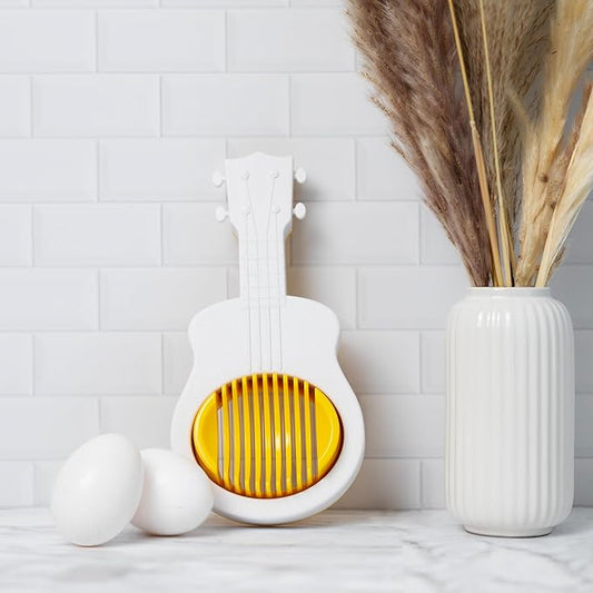 Pund'it Yolkalele Egg Cutter for Hard Boiled Eggs, Ukulele Shaped Egg Slicer