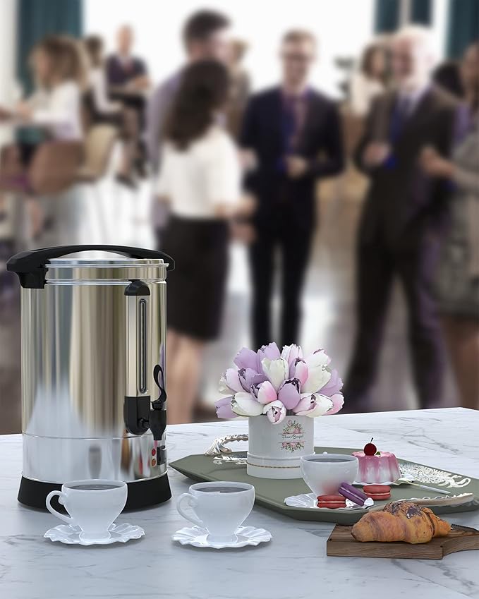Coffee Urn 100 Cup, Stainless Steel Commercial Coffee Maker 14 L/3.7 gal Electric Hot Beverage Dispenser Large Hot Water Dispenser Coffee Dispenser Hot Water Urn For Business, Catering, Party