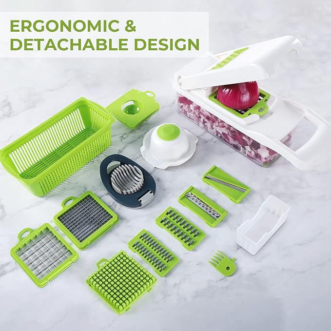 Vegetable Chopper - Multifunctional 15 in 1 Professional Food Chopper - Dicer, Cutter, Egg Slicer