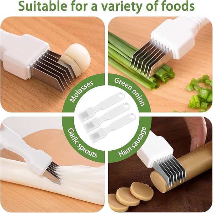 JINGIHE 3Pcs Shred Silk the Knife, Scallion Green Onion Cutter Shred Knife, Vegetable Cutter for Food Garlic Fruit Banana Salad, Food Speedy Chopper Slicer for Kitchen Restaurant Hotel Household