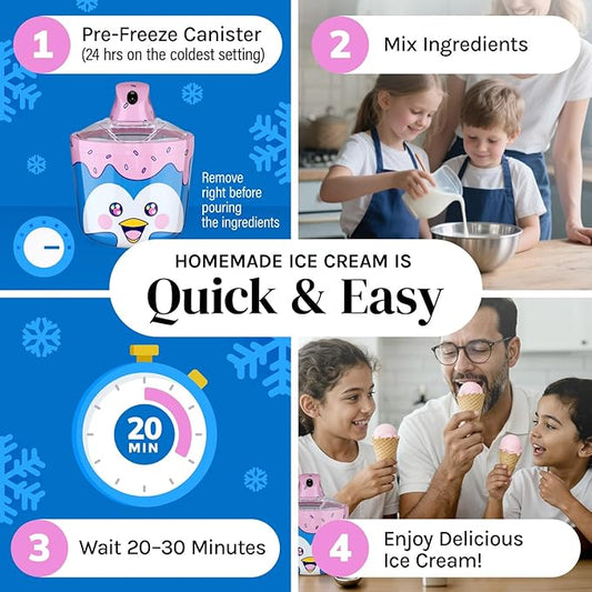 Fun Electric Ice Cream Maker Machine for Kids – Best Countertop Ice Cream Machine for Homemade Soft Serve, Sorbet, Gelato, Frozen Yogurt – Fun Small Personal Dessert Maker for Families, Easy to Clean