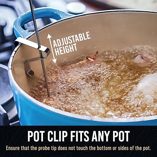 Candy Thermometer with Pot Clip -Essential for Cooking - 8" Deep Fry Oil Thermometer - Blue