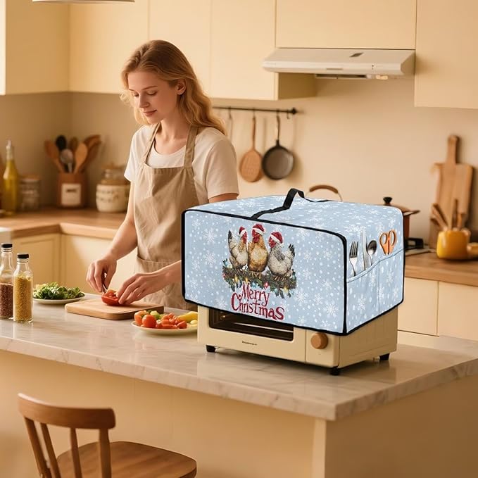 Doojoayie 4 Slice Toaster Cover Merry Christmas Toaster Cover Stain Resistant Dustproof Kitchen Appliance Protector Christmas Kitchen Decor Gift for People Who Loves to Cook