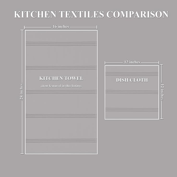 Sticky Toffee Cotton Kitchen Towels Set of 4 – 28x16 in Dark Green and White Dish Towels, Reusable and Absorbent Tea Towels for Cleaning or Drying, Oeko-Tex Cotton