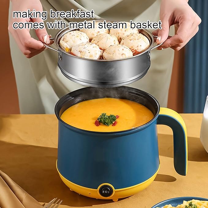 Electric Cooking Pot 1.8L Stainless Steel Clear Lid Electric Cooker (US Plug 110V)