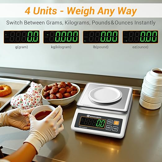 BROMECH Gram Scale Waterproof Counting Function Weighs Gram, Pound & Kilogram, 13lb Capacity, 0.001lb Increment, Stainless Steel Platform, Perfect for Baker, Pastry Chefs, Homebrewing, Food Production