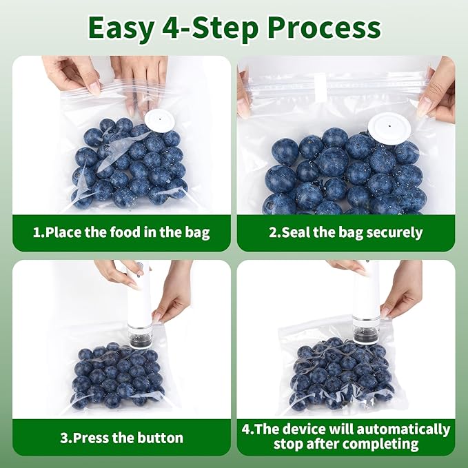 Compact Vacuum Sealer for Food, Portable Handheld Vacuum Sealer Machine with Visible Water Tank, 30 Reusable Bags, 5X Fresh Longer food preservation for Kitchen Meal Prep, Home & Camping