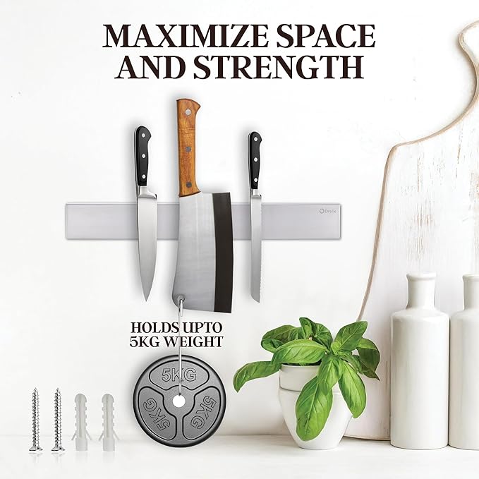 Magnetic Knife Holder for Wall, Knife Magnetic Strip with Extra Strong Magnet, 16 Inch Multi-Purpose Metal Knife Rack, Kitchen Utensil Holder, Organizers Home Kitchen & Garage Accessories