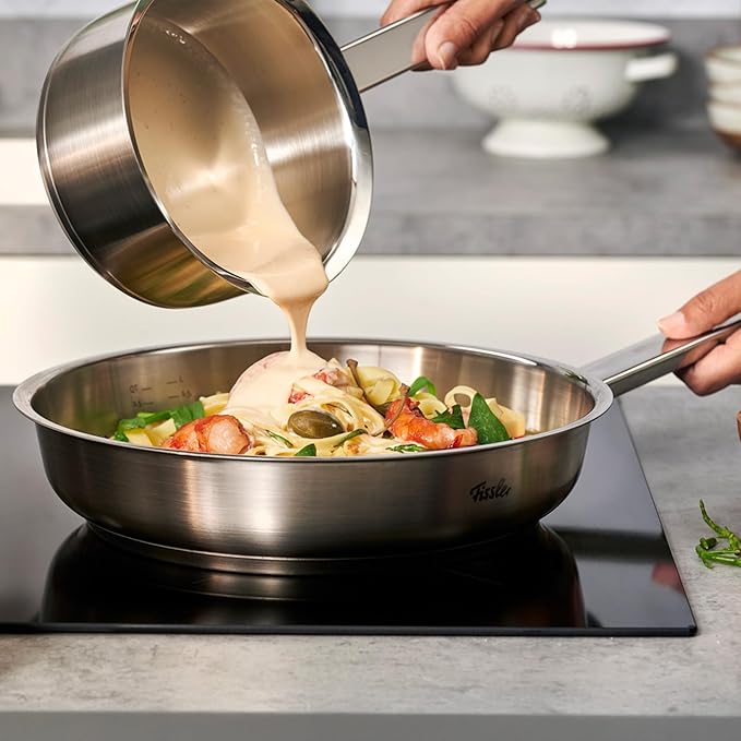 Fissler Original-Profi Collection Stainless Steel 9.5 Inch Frying Pan — Made in Germany, Novogrill® Searing Surface, Induction Ready, Oven Safe
