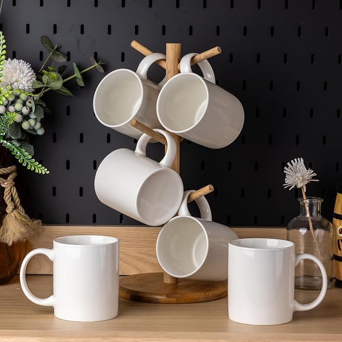 AmorArc 12oz Off White Coffee Mugs, Ceramic Coffee Mugs with Large Handle for Man, Woman, Light Weight Coffee Mugs Set for Latte/Cappuccino/Cocoa/Milk, Dishwasher & Microwave Safe, 36Pcs