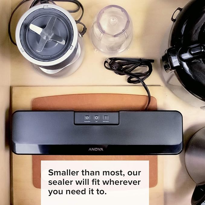Anova Culinary Vacuum Sealer, Slim & Compact, Includes 10 Pre-Cut Bags (BPA-Free), Wet & Dry Dual Food Vacuum Sealer Machine for Sous Vide and Long-Term Storage, 2-Year Warranty