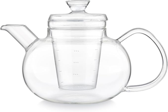 Teabloom Pure Connoisseur Heatproof Glass Teapot With Microdot Glass Infuser For Whole Leaf Teas, 34 Ounces – A Tea Purist's Choice