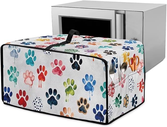 Doojoayie Cute Dog Paw Toaster Cover 4 Slice Appliance Covers for Kitchen Counter 18.5"x14.5"x 9" Universal Fit Dustproof Protector as Kitchen Decoration