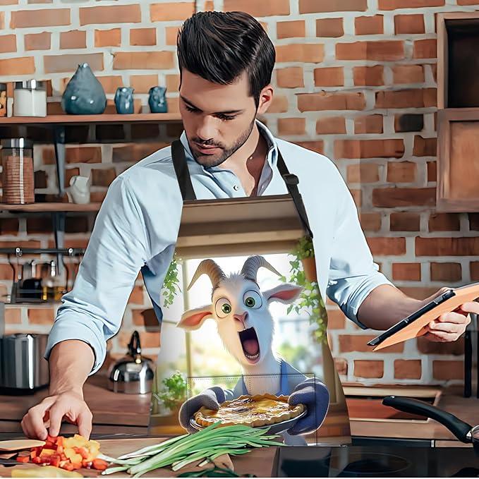 Funny Cat Apron with 2 Pockets Waterproof for Men Women Kitchen Garden Decor