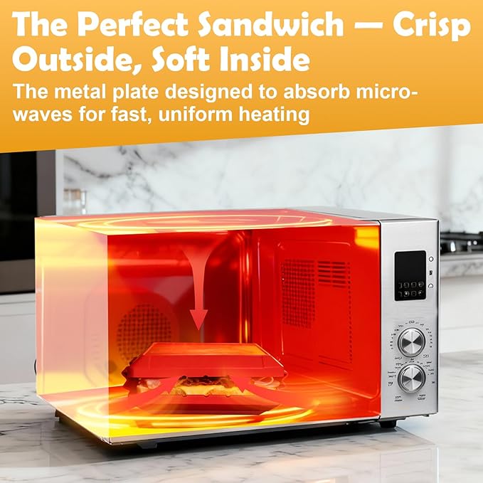 Microwave Sandwich Maker, Microwave Toaster with Adjustable Silicone Strap, Removable Non-Stick Microwave Grilled Cheese Maker, Microwave Grill Crispy, Melted in Minutes for Travel, Office, Dorm, Home