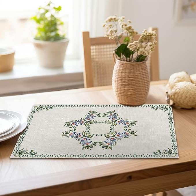 Easy Clean Rustic Placemats Tablemats Resistant Place Mats Kitchen Decor Dining Decoration for Party, Washable Placemats Set of 4-12