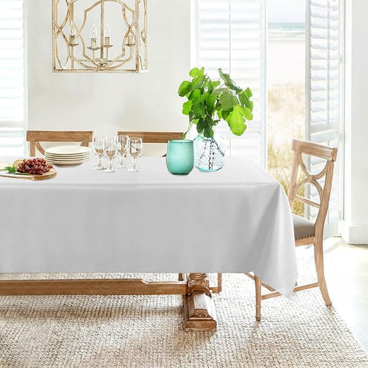 Obstal 210GSM Rectangle Table Cloth, Water Resistance Microfiber Tablecloth, Decorative Fabric Table Cover for Outdoor and Indoor Use (White,60x84 Inch)