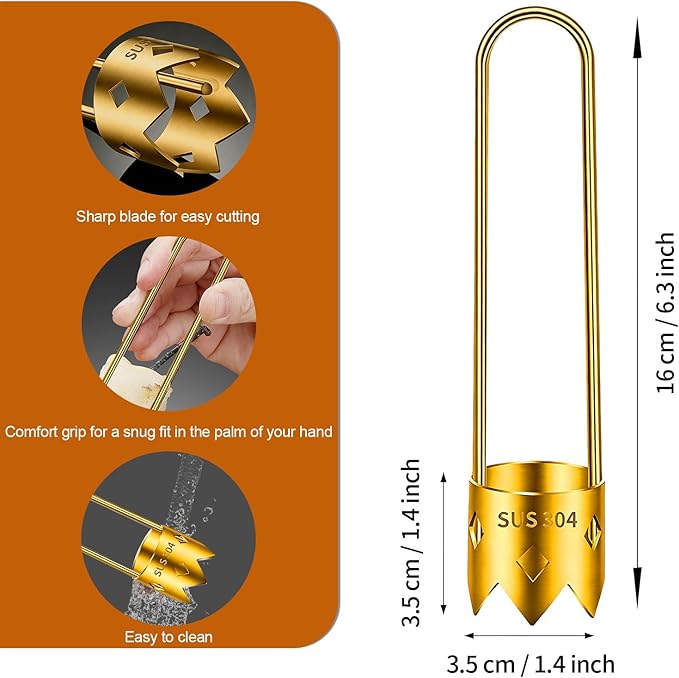 Red Bell Pepper Seed Corer & Jalapeno Corer Tool - 304 Stainless Steel, Apple Pineapple Vegetable Corer, Easy Core Remover with Anti-Slip Handle,Golden