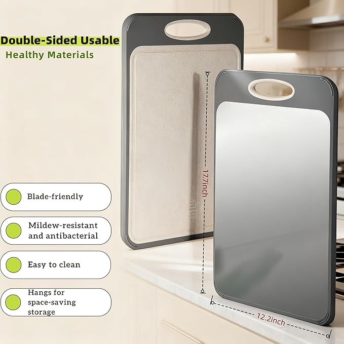 Stainless Steel Cutting Board for Kitchen,Double Sided Metal Chopping Board, Large Size Non Toxic Chopping Board with Juice Groove,Dishwasher Safe(17.7"L x 12.2"W)
