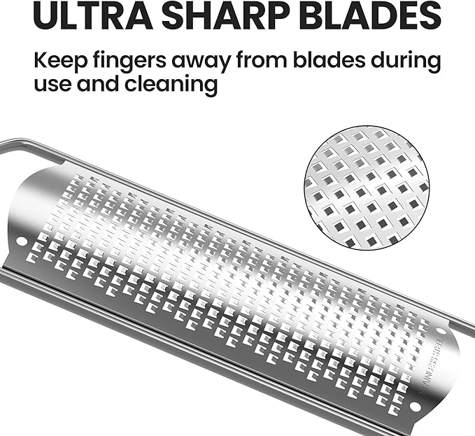 Stainless Steel Cheese Grater with Handle Lemon Citrus Zester Tool Graters for Kitchen, Width 2.5 Inch (Yellow)