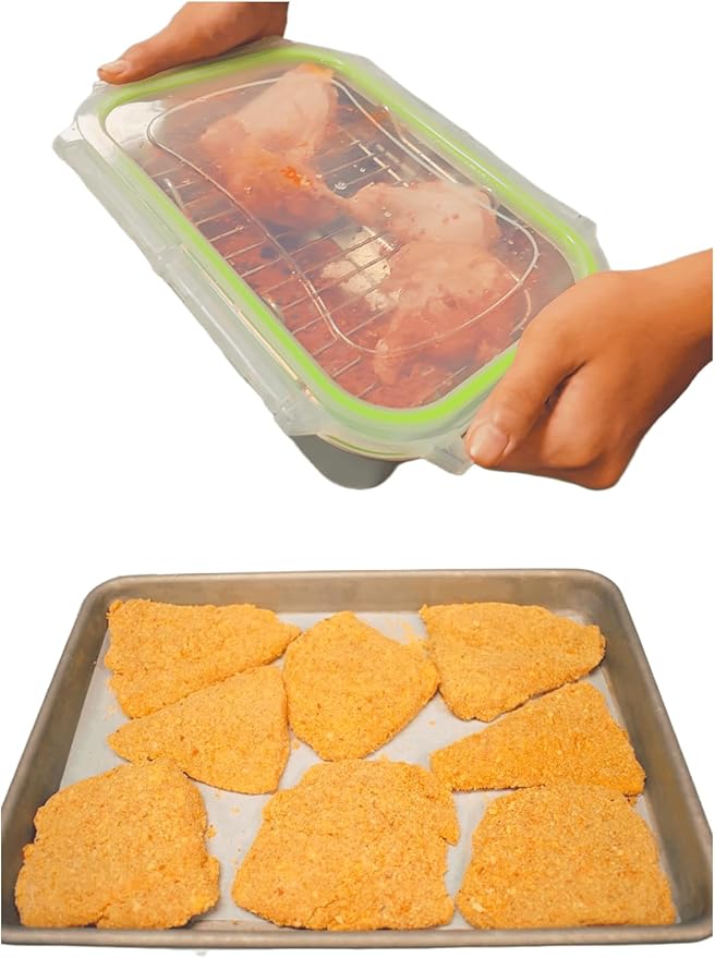 Better Breader Shaker Bowl with Lid, 2.6QT Stainless Steel Breading Shaker Bowl for Fried Fish, Chicken, Flour Coating