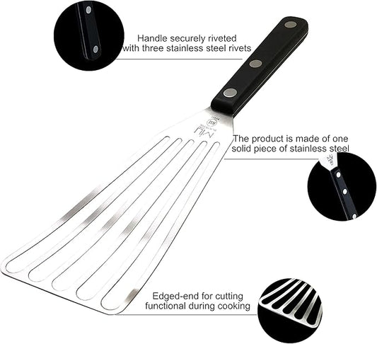 WALLFARM Fish Spatula - Pro-Grade Slotted Kitchen Turner - Stainless Steel - Long, Thin Metal Spatula for Flipping Delicate Foods, Fish, Eggs, Veggies - Perfect for Grilling, Frying, Griddle - 11"