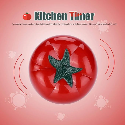 Tomato Shaped Mechanical 60 Minutes Countdown Timer Kitchen Cooking & Baking Helper Count Up Down Magnetic Timer Clock with Alarm Fast Setting(7.2x5.5cm)