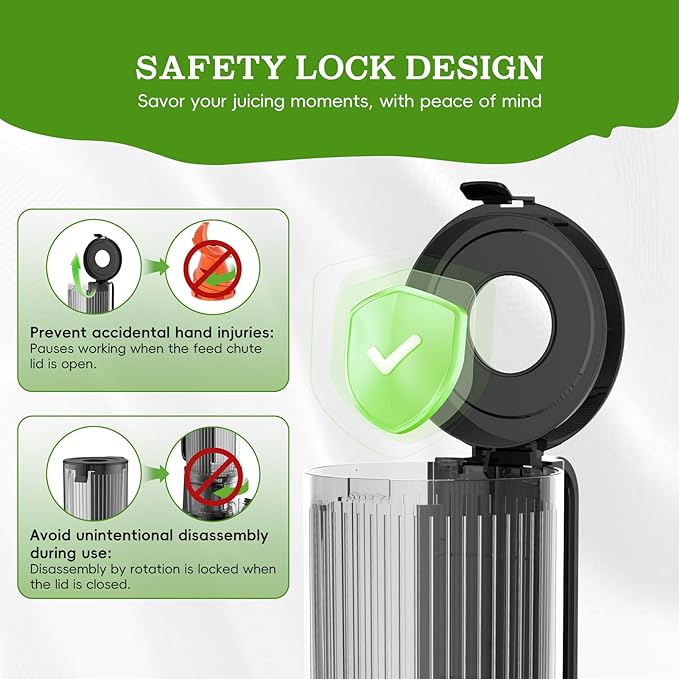WHUTO Cold Press Juicer, Wide Feed Chute Juicer Machines, Stainless Steel Slow Masticating Juicers Easy to Clean, Vegetables & Fruits Juice Extractor, High Juice Yield, Silver Color Knob