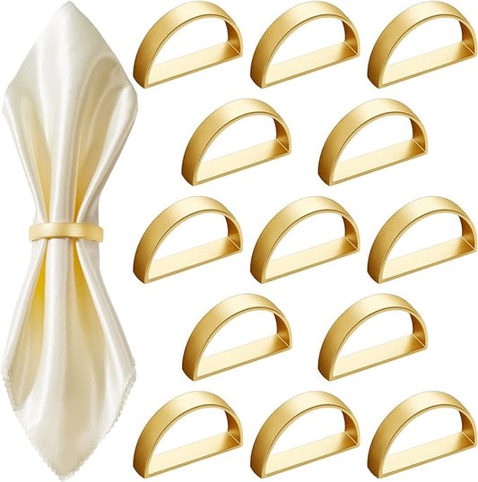 40 Pcs Stainless Steel Napkin Rings Metal Napkin Ring Holders Easter Modern Serviette Buckles Metallic Adornment for Spring Table Kitchen Dinner Party Wedding(Matte Gold Semicircle)