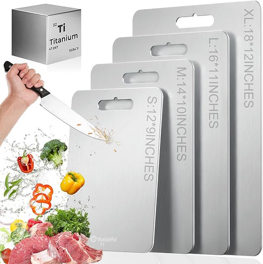 Titanium Cutting Board, 100% Pure Titanium Non Toxic Cutting Boards for Kitchen, Dishwasher Safe Chopping Board for Separating Raw Meat, Vegetables, Fruits, Odor Free & Knife Friendly(18"L x 12"W)