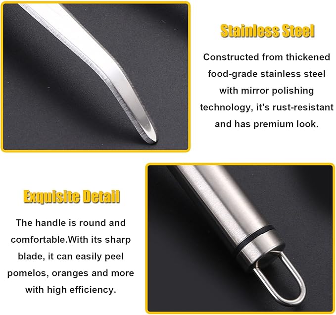 Stainless Steel Fruit Knife Orange Peeler Tools Grapefruit Utensil Tool for Citrus Lemon Kiwi Salads Melon Lime Pitaya Apple