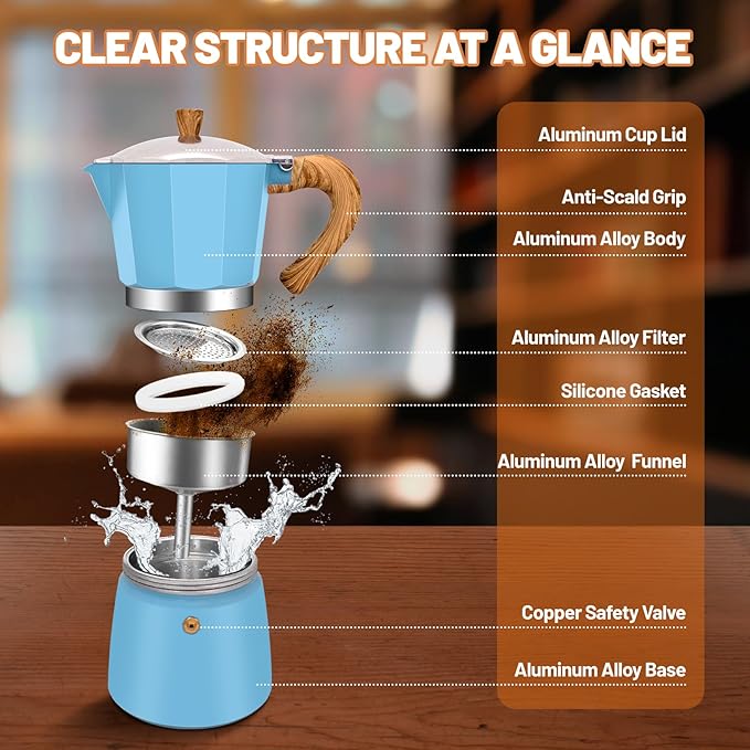 DITOSH 12 Cup Aluminum Espresso Stovetop Moka Pot Express Coffee Maker Percolator Italian Classic Mocha Coffee Machine for Italian and Cuban Cafe Brewing for Home & Camping 600ml 20oz